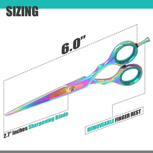 KAAMIR INSTRUMENTS KI-BS-424 Regenbogen-Friseurschere mit Eigenem Logo, Edelstahl-Haarschneideschere mit 32 Zähnen, Leichtgewichtig und Transparent - Product Image 4