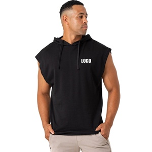 Factory OEM Sleeveless Hoodies Pullover Sports Sweatshirts Plus Size Men's Hoodies Sleeveless Hoodie for Men Tank <b>Top</b> for Men - Product Image 1