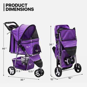 Cochecito de viaje para mascotas con parasol, cierre de cremallera y almohadilla de base extraíble, opciones hechas a medida - Product Image 5