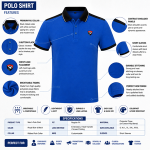 Chemise à manches courtes bleue pour homme Dumela International, broderie sur le devant, unie, décontractée, respirante, en polyester tricoté 200g, coupe classique - Product Image 6
