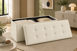 Banc de rangement en tissu de luxe avec couvercle capitonné pour salon, meubles de maison - Product Image 3