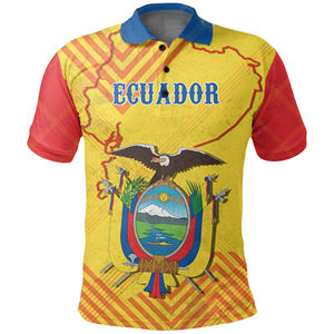 Camiseta Polo con la Bandera Nacional de Ecuador para Hombre, Manga Corta, 100% Poliéster, Transpirable, Diseño Casual con Estampado del Escudo, Corte Regular - Product Image 6