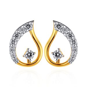 Boucles d'oreilles clous de luxe en or jaune pour femme, serties de diamants naturels taille brillant rond, pour mariage - Product Image 1