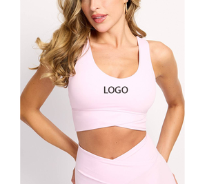 Sujetador deportivo personalizado para mujer, elástico en cuatro direcciones, ropa de yoga, ropa deportiva de alta compresión, diseño sólido, ropa deportiva con forma de U. - Product Image 1