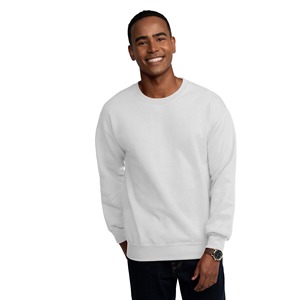 Men's <b>White</b> Crew Neck Sweatshirt Regular Fit Cotton French Terry Pullover Casual Autumn Wear - Product Image 6