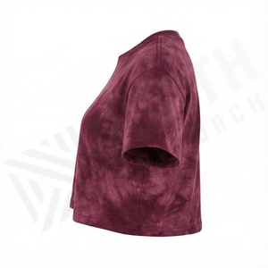 Camisetas Cortas de Lona con Cuello Redondo y Manga Corta, Estilo Tie-Dye, Casuales de Verano para Mujer, Ropa Deportiva Transpirable, Color Personalizado - Product Image 3