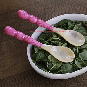 ชุดอุปกรณ์เสิร์ฟสลัดเรซิ่น ลายหินอ่อน สีฟ้าหมุนวน ปลอดสาร BPA ปลอดสารตะกั่ว ใช้กับไมโครเวฟได้ ปรับแต่งได้ สำหรับใช้ในบ้าน - Product Image 5