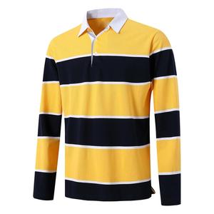 Polo de punto a rayas de manga larga para hombre, diseño de paneles con corte y costura, estilo casual, multicolor, con bloques de color, y pantalones cortos para hombre. - Product Image 4