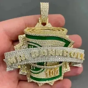 Colgante Personalizado con Moissanita Real de Corte Redondo de 4.50Ct, Chapado en Oro Amarillo de 14K - Product Image 4