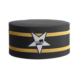 Freemason Custom Knights Templar Crown <b>Cap</b> Black Fabric White Cross Gold Ribbon Ceremonial Headwear - Product Image 1