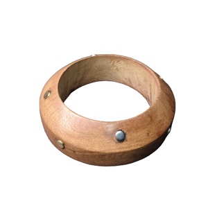 Bracelet classique conique en bois naturel avec accents minimalistes en argent et or - Bracelet en bois concave organique - Intemporel - Product Image 1
