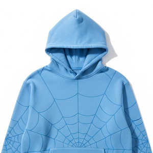 Sudadera con capucha personalizada de peso pesado para hombre, con estampado de telaraña en relieve, de forro polar, estilo urbano, venta al por mayor de fábrica - Product Image 5