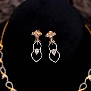 Premium Diamond Look Necklace Set Pear Shape CZ 22K Gold Plated Brass Adjustable Elegant Bridal Jewelry for Women - Product Image 3