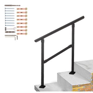 Rampe d'escalier extérieure en fonte noire réglable de 0 à 60 degrés pour rampes - Product Image 1