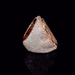 Bague de pinky Sara Jewels de luxe unisexe en argent sterling plaqué or rose, sertie de moissanite VVS en forme de signe dollar glacé, style hip-hop cocktail - Product Image 5