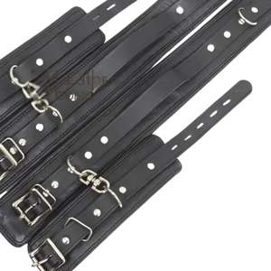 Real Leather Wrist and Ankle Restraints with Soft Suede Interior - Product Image 4