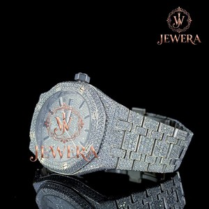 Custom Luxury Hip Hop Moissanite Diamond Watch with Stainless Steel Bracelet for Fashion Retail and Wholesale Supply - Product Image 2