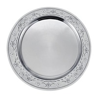 Assiettes de présentation de luxe en acier inoxydable argenté de grande qualité, motif géométrique, pour décoration de table de mariage et événements, écologiques