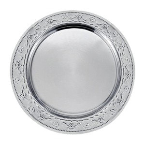 Assiettes décoratives rondes en métal argenté géométrique de grande qualité pour la décoration de tables de mariage et d'événements – En promotion - Product Image 4