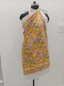 Paréo en coton imprimé indien fait main, motif floral, léger, pour la plage, idéal pour les vacances d'été, pour femme - Product Image 6