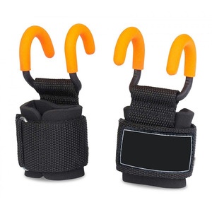 Crochets de musculation en métal enduit, paire, revêtement antidérapant, crochets de powerlifting avec sangles de poignet réglables pour l'entraînement de force - Product Image 4