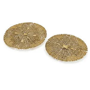 Ensemble de plaques décoratives en aluminium avec finition dorée, motif ajouré radial complexe, assiettes de présentation en métal de luxe pour la décoration intérieure - Product Image 5