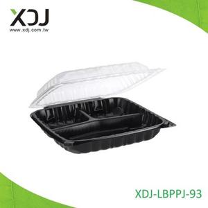 XDJ Black PP Hinged Clamshell <b>Food</b> <b>Container</b> with Clear Lid 9x9 Inch Microwave Safe Bento Box for Noodle and Meals - Product Image 1