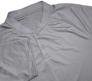 <b>Men's</b> Grey Short Sleeve Polo <b>Shirt</b> Solid Color Knitted Quick Dry Casual Fit Regular Length 100 Polyester - Product Image 4