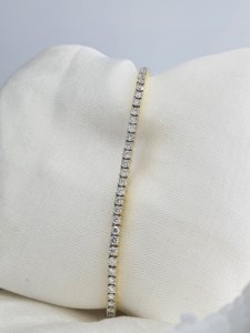 14K Gold Tennis Style Lab Grown Synthetic Diamond Round Brilliant Cut Luxury Women's Linking <b>Bracelets</b> by RAAMAA - Product Image 3