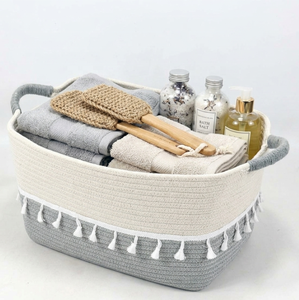 Wholesaler New Design 100% Eco-friendly Foldable Cotton Storage Baskets new cotton basket with handles for home decor - Product Image 3