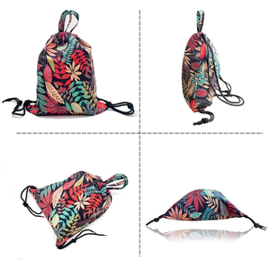 Floral Leaf Sublimation Printed Polyester <b>Drawstring</b> <b>Backpack</b> Lightweight Sports String Bag For Gym School Travel And Outdoor - Product Image 2
