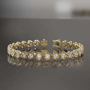 White Round Moissanite New Diamond Bracelet & <b>Bangle</b> Round in 18K Yellow Gold Cut Jewelry - Product Image 3
