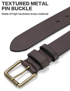 Ceinture pour homme en cuir de vachette, boucle en alliage de haute qualité, ceintures en cuir véritable avec boucle à ardillon, durable, moulage monobloc - Product Image 4