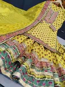 Garara Suit Anarkali Kurta / <b>Kurti</b> Dress Women Traditional All Seasons Wedding Party Pakistani Cotton Moisture Wicking Sun - Product Image 4