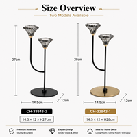 Candelabro Decorativo Moderno de Metal y Vidrio con Doble Cabezal para Centro de Mesa, Ideal para Bodas y Decoración del Hogar, Venta al Por Mayor