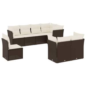Conjunto de Sofás de Jardín en Color Marrón y Blanco Crema para Patio, Muebles de Exterior Elegantes - Product Image 2