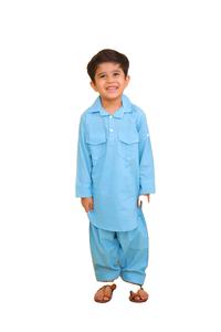 Conjunto de ropa de niño de 2 piezas étnico indio tradicional Pathani Kurta pijama Achkan Sherwani para festivales de boda 2 niños - Product Image 3