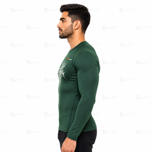 T-shirt de compression pour homme, manches régulières, léger, polyester/coton, écologique, respirant, séchage rapide, col rond - Product Image 3