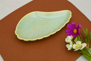 <b>Ceramic</b> Leaf-Shaped Serving <b>Plate</b> Celadon Green Plant Pattern Dish for Snacks and Dry Fruits for Appetizers & Snacks - Product Image 3