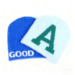 Bonnet en mohair imitation fourrure de vison, velours moelleux, chaud et duveteux, tricoté, haut de gamme, pour l'hiver - Product Image 5