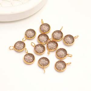 Pendentif en quartz fumé naturel sculpté à la main en forme de fleur, en argent sterling 925, charme en pierre de quartz fumé pour la fabrication de bijoux, 11 mm - Product Image 4