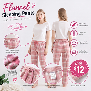 Wholesale 100% Cotton <b>Check</b> Sleeping <b>Pajama</b> Regular Fit Women Night Wear Sleeping Trouser Flannel Plaid Pants Women's - Product Image 6