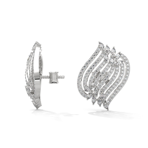 Pendientes de Moissanita en Oro Blanco, Corte Marquesa y Redondo, Estilo Diamante, Forma de Ala, Joyería Destacada para Mujer - Product Image 3