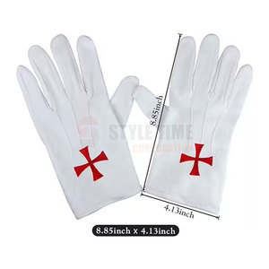 Gants maçonniques blancs de qualité supérieure en tissu de coton doux, respirants et confortables, pour usage cérémoniel formel et coutures durables - Product Image 4