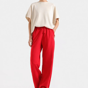 Pantalon décontracté pour femme 2026, en coton, taille haute, coupe droite, pour l'extérieur, faible MOQ, service OEM personnalisé - Product Image 1