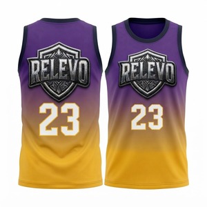 Camiseta de Baloncesto Relevo para Hombre, Sin Mangas, Degradado Morado y Dorado, Número 23, Impresión Digital, Absorbe la Humedad, Transpirable, Cuello en V, Uniforme para Adultos - Product Image 1