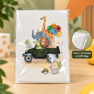 Carte de vœux personnalisée faite à la main en quilling sur le thème des animaux de la savane, papeterie en papier, carte cadeau, Vietnam Digital - Product Image 6
