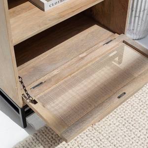 Étagères bibliothèque Vandana Altis Grand en rotin et bois de manguier avec base noire – Design de rangement moderne - Product Image 2