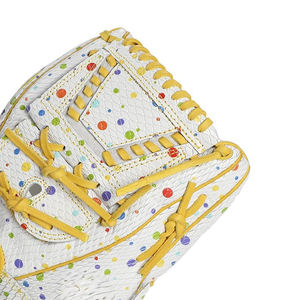 Gant de baseball professionnel personnalisé en cuir de vachette, blanc à pois colorés, pour jeunes et adultes, pour softball, intérieur et extérieur, OEM - Product Image 2