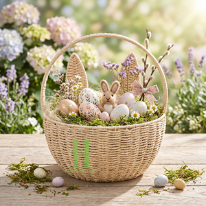 Wholesale Best Price Hand woven Baskets With Handle Customize Sizes Variety Colors For Easter Decorations and Home Decor OEM - Product Image 6